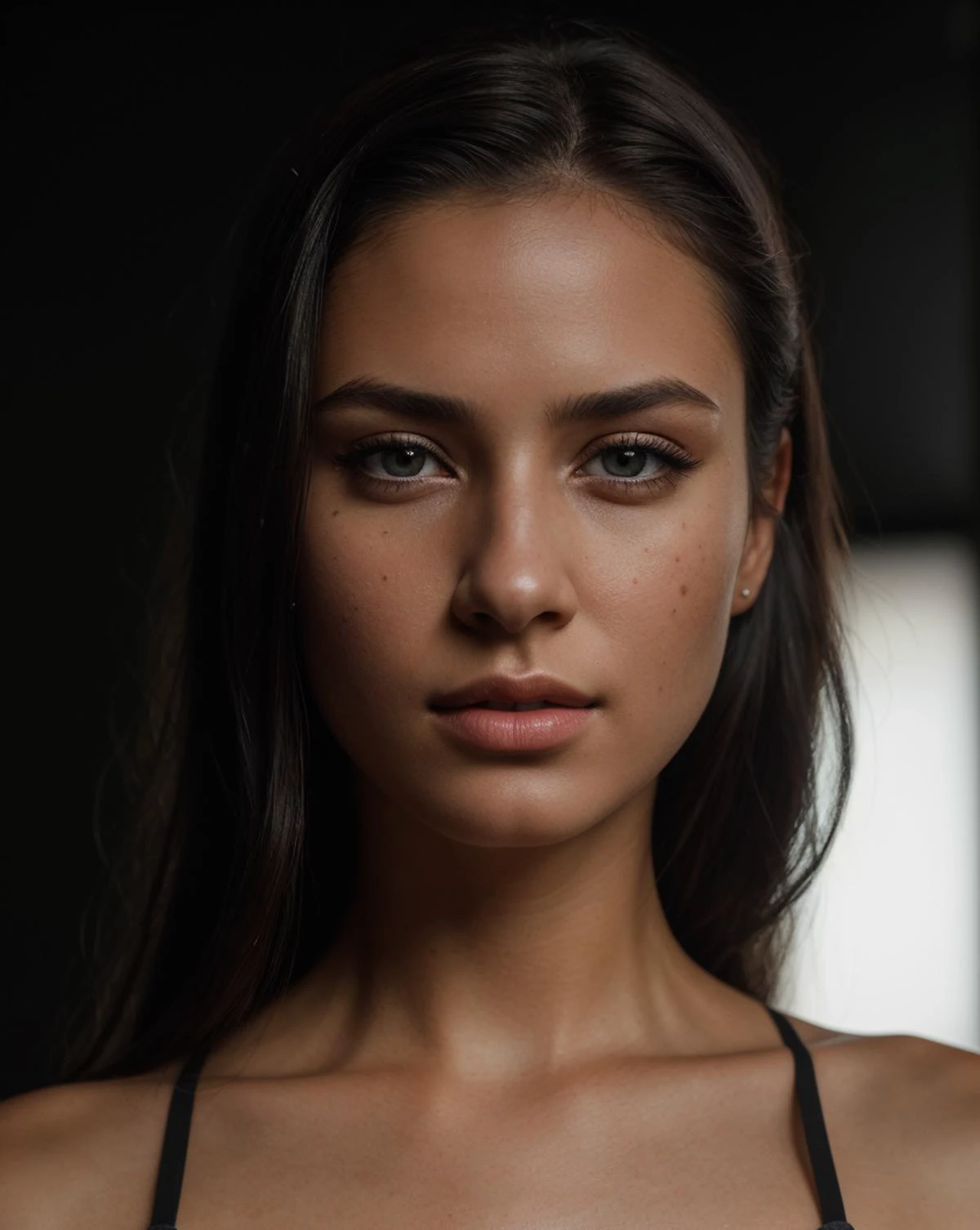 long shot scenic professional photograph of 1girl,spotlight,silhouette,portrait,parted lips,beautiful detailed skin,one hair bun,White shirt,dark background,masterpiece,best quality,black hair,Slicked Hair,face front,upper body,portrait,face in center,dark background,
high detailed,ultra-detailed,(photorealistic:1.4),(highly detailed skin),4K,RAW,best quality,(masterpiece),(ultra-detailed),(hyperrealism:1.2),extremely detailed eyes,(extremely detailed face),full body,textured skin,looking at camera,(photorealistic),hyperdetailed:1.2),insane details,, 1girl,spotlight,silhouette,parted lips,beautiful detailed skin,Sexy nudity,dark background,masterpiece,best quality,Slicked Hair,full body,dark background,Black and white art photography,Body,, Photorealistic, Hyperrealistic, Hyperdetailed, analog style, soft lighting, subsurface scattering, realistic, heavy shadow, masterpiece, best quality, ultra realistic, 8k, golden ratio, Intricate, High Detail, film photography, soft focus, RAW candid cinema, 16mm, color graded portra 400 film, remarkable color, ultra realistic, textured skin, remarkable detailed pupils, realistic dull skin noise, visible skin detail, skin fuzz, dry skin, shot with cinematic camera, perfect viewpoint, highly detailed, wide-angle lens, hyper realistic, with dramatic sky, polarizing filter, natural lighting, vivid colors, everything in sharp focus, HDR, UHD, 64K