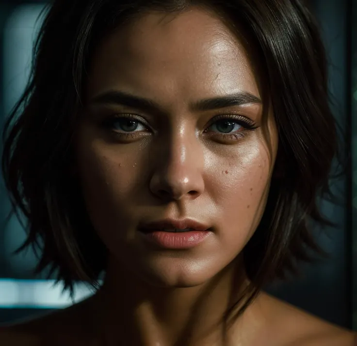 1girl,in dark,neon lamp,upper body,best quality,masterpiece,(photo realistic),((masterpiece)),((best quality)),8k,high detailed,ultra-detailed,(photorealistic:1.4),(highly detailed skin),4K,RAW,best quality,(masterpiece),(ultra-detailed),(hyperrealism:1.2),extremely detailed eyes,(extremely detailed face),full body,textured skin,looking at camera,(photorealistic),hyperdetailed:1.2),insane details,movie still,film still,cinematic,cinematic shot,cinematic lighting,macro shot,35mm film,
