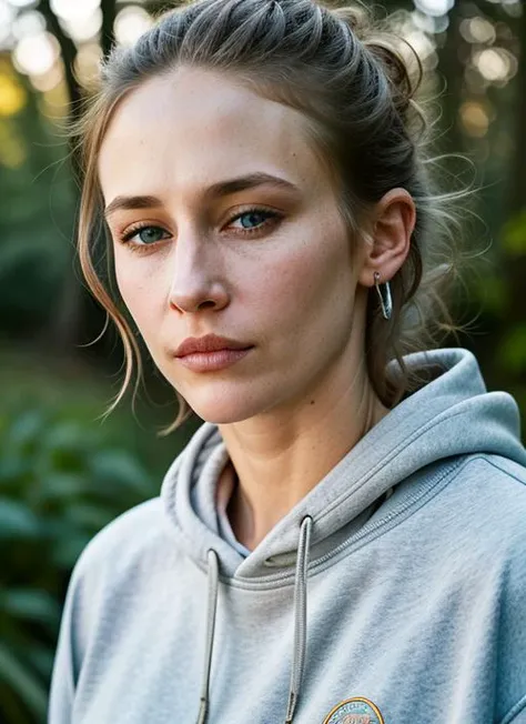 A stunning intricate color close up portrait of (sks woman:1) , wearing Sweatshirt and joggers, epic character composition, sharp focus, natural lighting, subsurface scattering, f2, 35mm, film grain, , by Jimmy Nelson, <lora:lora-small-vera-farmiga-v1:1>