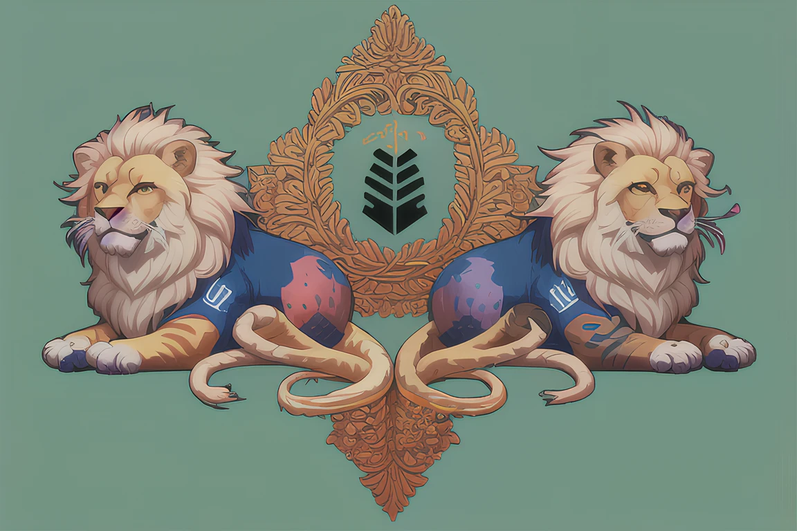 flag, simple background, no humans,soccer club,blue theme,lion,concept art by Greg Rutkowski, ernst fuchs, highly detailed, artstation, soccer club called "Lions FC", <lora:flagLora_v1:1><hypernet:sgqo1n:1>