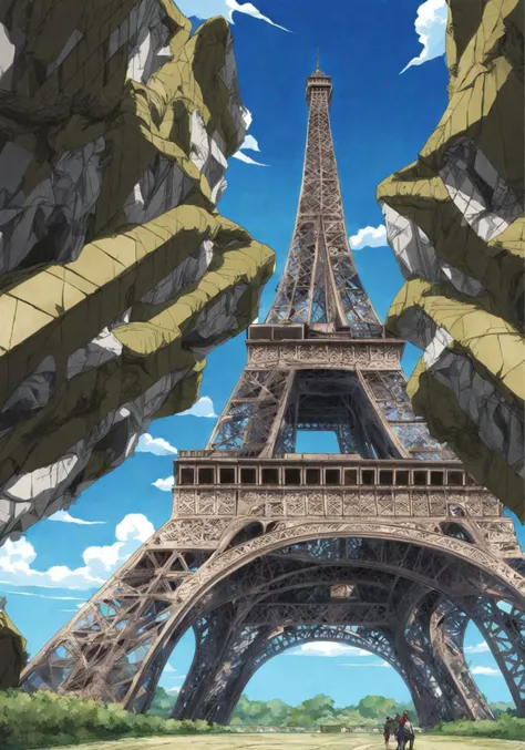 The Eiffel tower JojosoStyle <lora:SDXL-JojosoStyle-Lora-v2-r16:0.8>, Very detailed, clean, high quality, sharp image