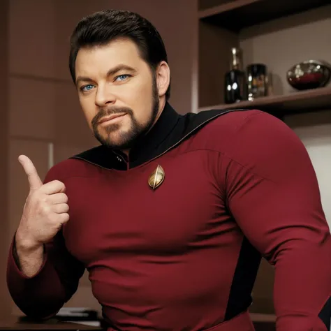 photo of man w1ll1, uniform, masterpiece <lora:William Thomas Riker:1> <lora:muscle_slider_v1:3.5>