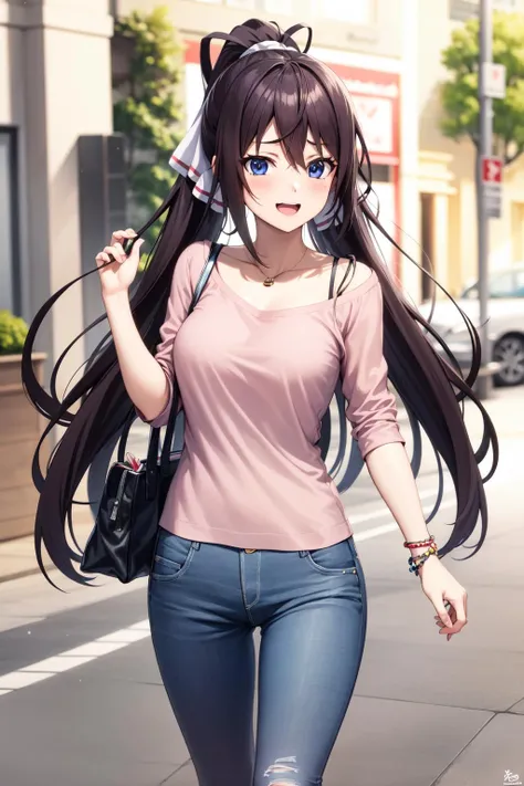 1girl, shinonono houki, <lora:ShinononoHouki:1>, solo, casual, happy,, , highres, absurdres,