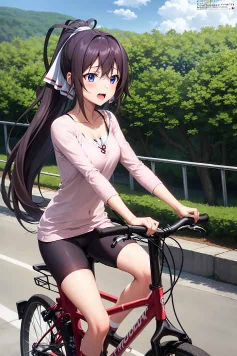 large breasts, Expressway ,Heavy snow, , , large breasts, 独奏,  nipple, ride a bicycle