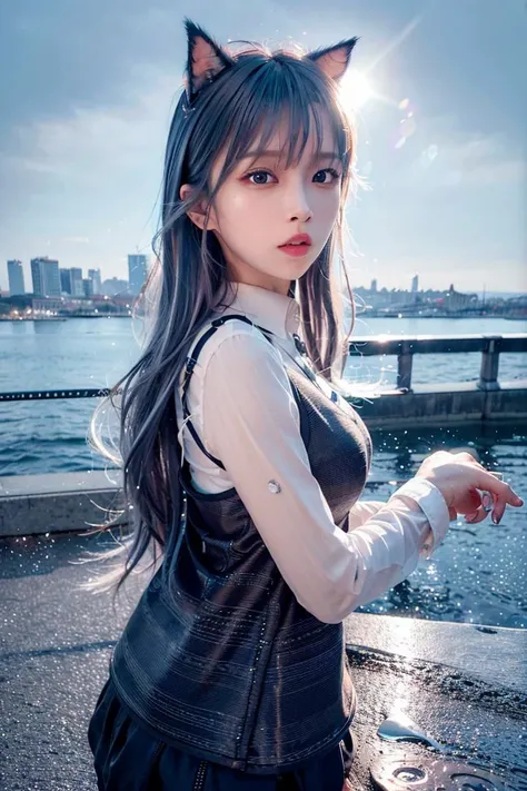 (8k, RAW photo, best quality, masterpiece:1.2), (realistic, photo-realistic:1.37),<lora:koreanDollLikeness_v10:0.5> ,<lora:arknightsTexasThe_v10:1>,omertosa,1girl,(Kpop idol), (aegyo sal:1),cute,cityscape, night, rain, wet, professional lighting, photon mapping, radiosity, physically-based rendering,