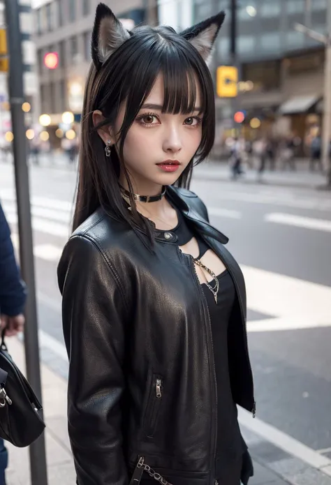 detailed,8k, detailed shadow,
1girl, city, cyberpunk city
,Omertosa, long hair, black hair, open jacket, leather jacket, animal ears, jewelry
,<lora:arknightsTexasThe_v10:0.7> <lora:Japanese Doll Likeness:0.35>, (masterpiece,best quality)