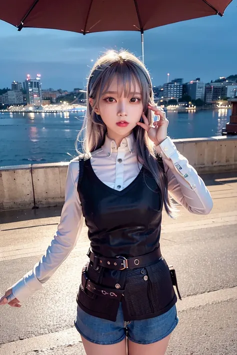 (8k, RAW photo, best quality, masterpiece:1.2), (realistic, photo-realistic:1.37),<lora:koreanDollLikeness_v10:0.5> ,<lora:arknightsTexasThe_v10:1>,omertosa,1girl,(Kpop idol), (aegyo sal:1),cute,cityscape, night, rain, wet, professional lighting, photon mapping, radiosity, physically-based rendering,