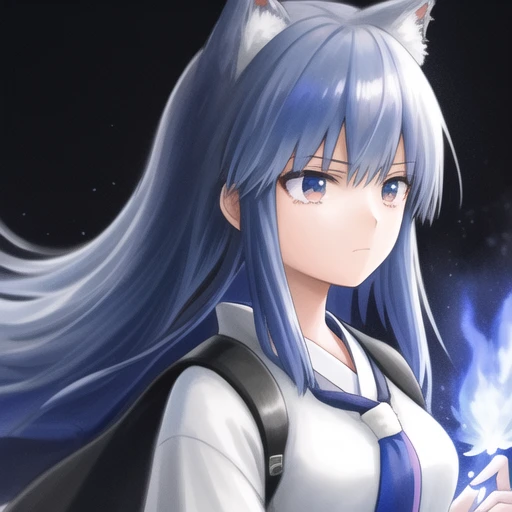 head, horikoshi kouhei, 1girl, solo, emotionless, white hakama, closed_mouth, blue_fire, holding_fire, <lora:arknightsTexasThe_v10:0.7>, <lora:myHeroAcademiaHorikoshi_v1:0.3>