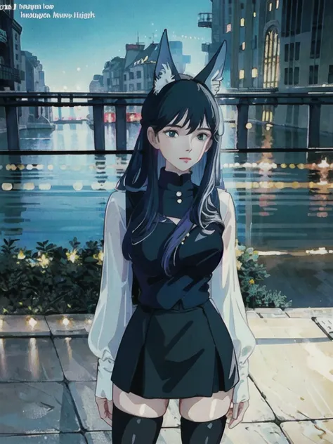 omertosa,head,ghibli style,shiny eyes,beautiful detailed eyes,elegant eyelashes,beautiful detailed face,
(8k,best quality, masterpiece:1.4), ultra high res, 1girl,cute,detailed eyes,thighhighs, Black pantyhosebloom, skirt, black skirt, black thighhighs,tube top,sexy,navel, crop top, miniskirt, cameltoe, dog ears, ((arms behind back)),(hands behind),looking at viewer, (super bokeh night city center:1.25), bokeh, night, traffic lights, road sign, rain, after rain, wet, professional lighting, detailed lighting, detailed shadow,photon mapping, radiosity, physically-based rendering,backlighting, depth of field, natural lighting, hard focus, film grain, (one meter shooting distance:0.0), professional photoshoot, photographed with a Sony a9 II Mirrorless Camera,detailed lighting, (realistic, photo-realistic:1.48),(RAW photo:1.4),(detailed hair, realistic hair, realistic lighting, realistic shadow, realistic outfit), realistic skin, realistic eyes, realistic reflection of light from above, Kpop idol, aegyo sal:1, <lora:japaneseDollLikeness_v10:0.33> <lora:koreanDollLikeness_v15:0.66>, <lora:arknightsTexasThe_v10:0.95>,
<lora:studioGhibliStyle_offset:1> <hypernet:Cornflower_Phantom:1>