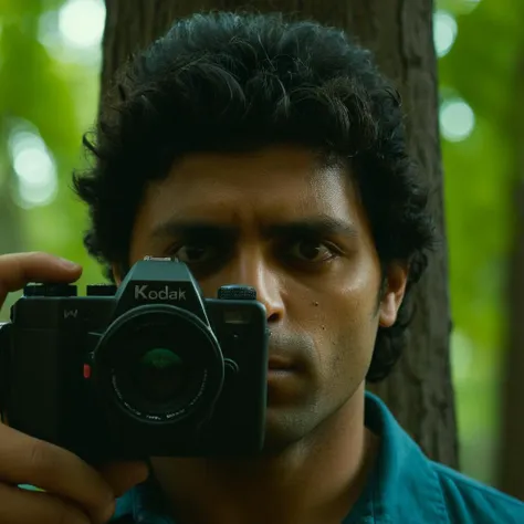 cinematic film still of <lora:Split Diopter style:1>
Split image focus of M. Night Shyamalan a man holding a camera up to his face,Split Diopter style,solo,looking at viewer,black hair,1boy,male focus,tree,close-up,realistic,camera,nearsighted,farsighted,split,split focus,focus,sharp focus,deep focus,Split focus,split screen , artistic, Kodak, dramatic light, dramatic shadow light, contrast, saturated color, cinematic, filmic, motion picture, realistic, realism, perfection, perfect, deep focus, clean image, wide screen, detailed image, cinematic, deep space composition, shallow depth of field, vignette, highly detailed, high budget, bokeh, cinemascope, moody, epic, gorgeous, film grain, grainy