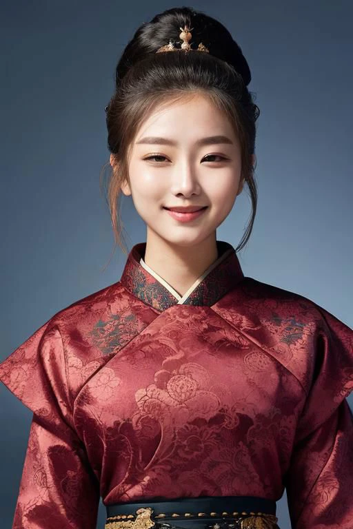 a woman in a fusion of futuristic and samurai-inspired fashion, closed mouth, light smile, facing to the side, half-closed eyes,
masterpiece, best quality, intricate detail,