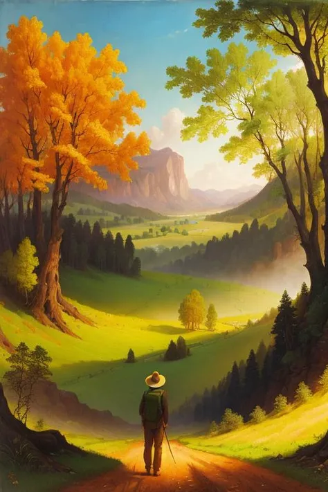 fielsds in front of an forest <lora:AmericanRomanticLandscape_last:1.2> landscape, no human,
