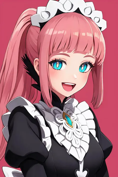 masterpiece, best quality, 1girl, solo, <lora:SlitPupils:1> IncrsSlitPupil, slit pupils, <lora:felicia-fe-richy-v1:0.8> feliciadef, maid, maid headdress, :d, smile