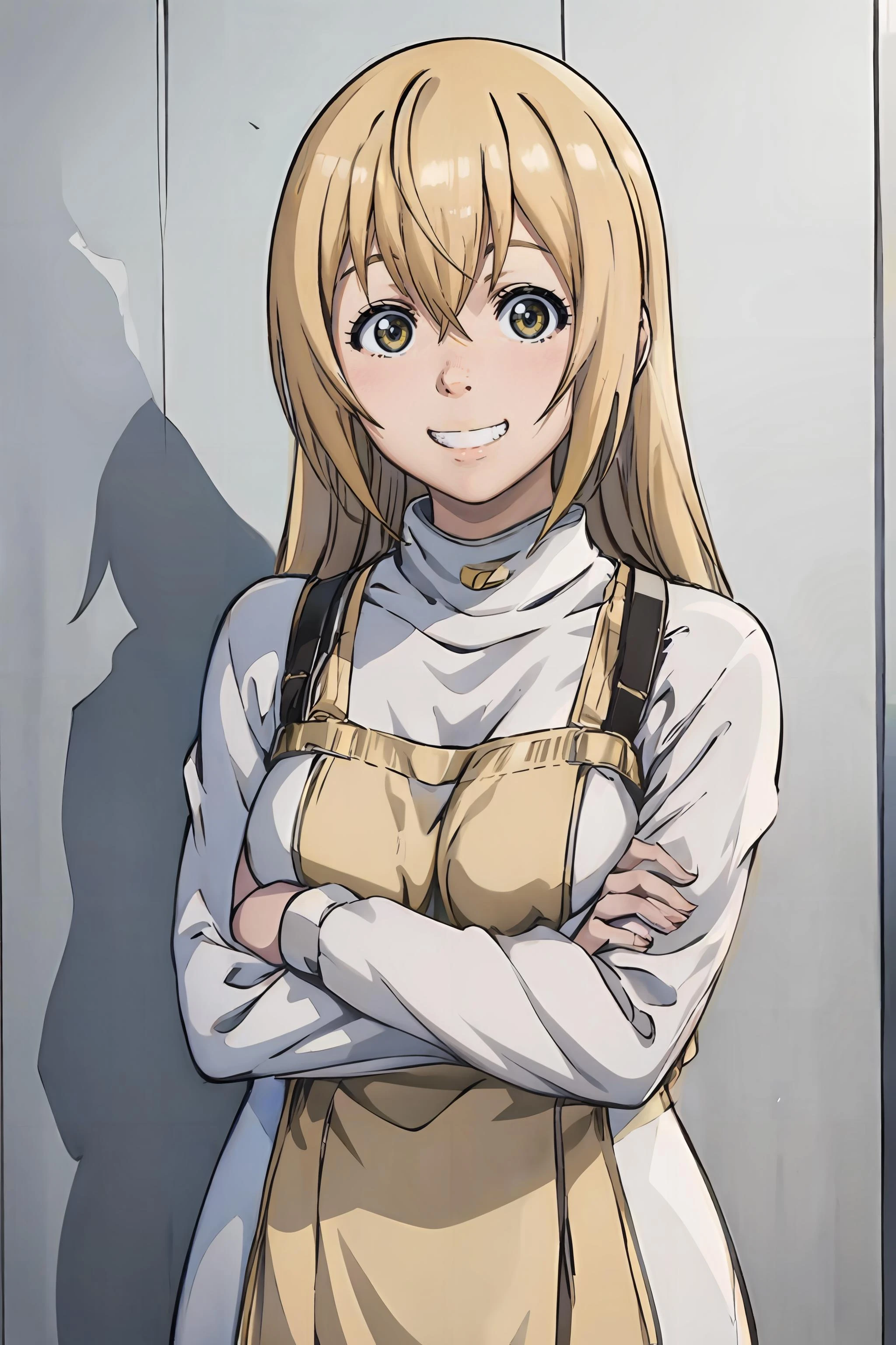 ichijo hana, 1girl, solo, portrait, upper body, smiling, grin, blonde_hair, <lora:ichijo_hana:0.8>