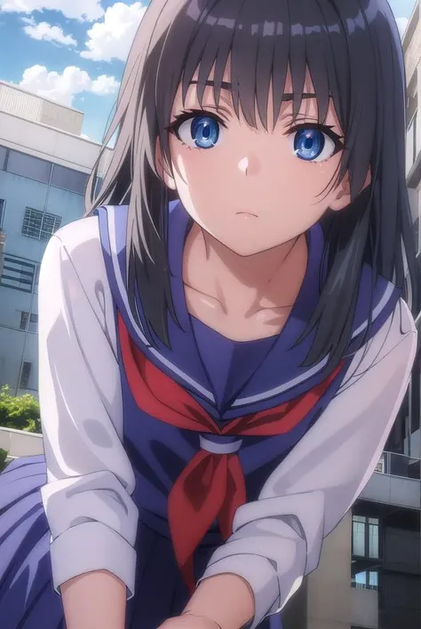 satenruiko, <lora:ruiko saten s3-lora-nochekaiser:1>,
saten ruiko, black hair, blue eyes, long hair, hair ornament, flower ornament,
BREAK blue skirt, pleated skirt, sakugawa school uniform, school uniform, serafuku, skirt, summer uniform,
BREAK outdoor, city, sky, sun, clouds,
BREAK looking at viewer, (cowboy shot:1.5),
BREAK <lyco:GoodHands-beta2:1>, (masterpiece:1.2), best quality, high resolution, unity 8k wallpaper, (illustration:0.8), (beautiful detailed eyes:1.6), extremely detailed face, perfect lighting, extremely detailed CG, (perfect hands, perfect anatomy),