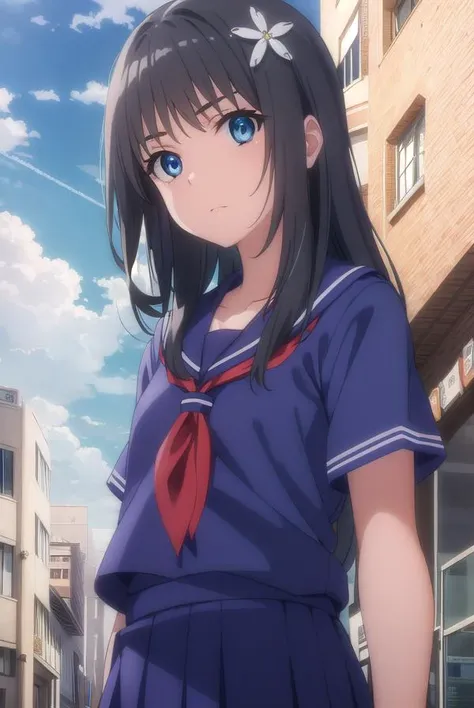 alone, 1 Girl, 2D, anime, Reina Kosaka, Kitauji High School , Blue Uniform, Fine and beautiful eyes, Highly detailed face, Extremely detailed CG, ((Cowboy Shot)),White panties,