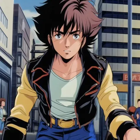 ultra-detailed,masterpiece,best quality,MZ1YahagiShogo,upper body,1boy,shy,street,inner shirt, jeans,leather jacket,city,<lora:MZ1YahagiShogo002:0.8> <lora:add_detail:1>