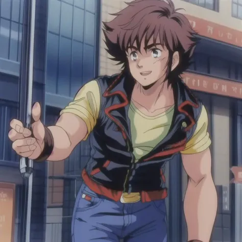 ultra-detailed,masterpiece,best quality,MZ1YahagiShogo,upper body,1boy,smilk,street,inner shirt, jeans,leather jacket,city,<lora:MZ1YahagiShogo002:0.8> <lora:add_detail:1>