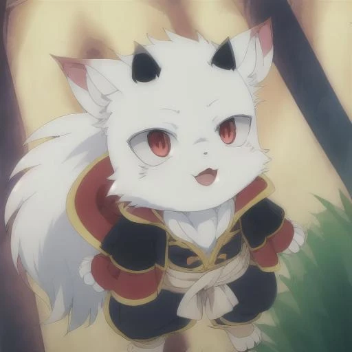 (((anime style))) ,<lora:Richard Niehime to Kemono no Ou:1>, Richard , Demon King , ear , ((((bright color)))) , ((very high quality)) , black little horn , ((white fur)) , chubby face