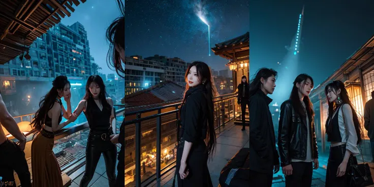 (otherworldly, otherworldly atmosphere, otherworldly appearance), highly insanely detailed, masterpiece, top quality, best quality, highres, 4k, 8k, RAW photo, ((ancient egyptian theme:1.2)), 
(long_hair, long hair, random colors hair, glowing hair, hair over one eye, long messy hair), 
(eyelashes, eyeliner, eyeshadow, eyelashes), 
collar, earrings, jewelry, necklace, armlet, 
tentacle, (underwater), nsfw, 
Homestay, Resort, Guest House, 
building, structure, still life, swirling energy, 
action pose, 
drunk, closed eyes, 
abandoned building, shopping mall, overgrown with vegetation, [volumetric fog], cinematic lighting, colorful, 
((background on the rooftop of a very tall skyscrapper, box of gadget beside, night sky, city view, spotlights)), night time, epic scene, 
BREAK
attractive sexy woman facing against two men across the street, view from side, 
BREAK
solo focus, gangster:1.3 yakuza 1girl, multiple boys, holding weapons, 
(asian, evil grin), hetero:2, ((surrounded by men)), 
BREAK
1girl, 28yo, beautiful female spy, annoyed, shy, large breasts, 
<lora:gangstersJP_v1c:0.7>, (fantasy world)