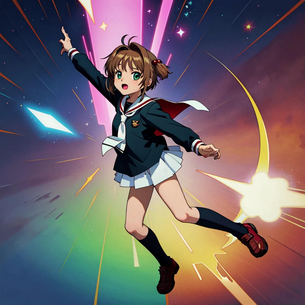 kinomoto sakura, tomoeda uniform, full body,
