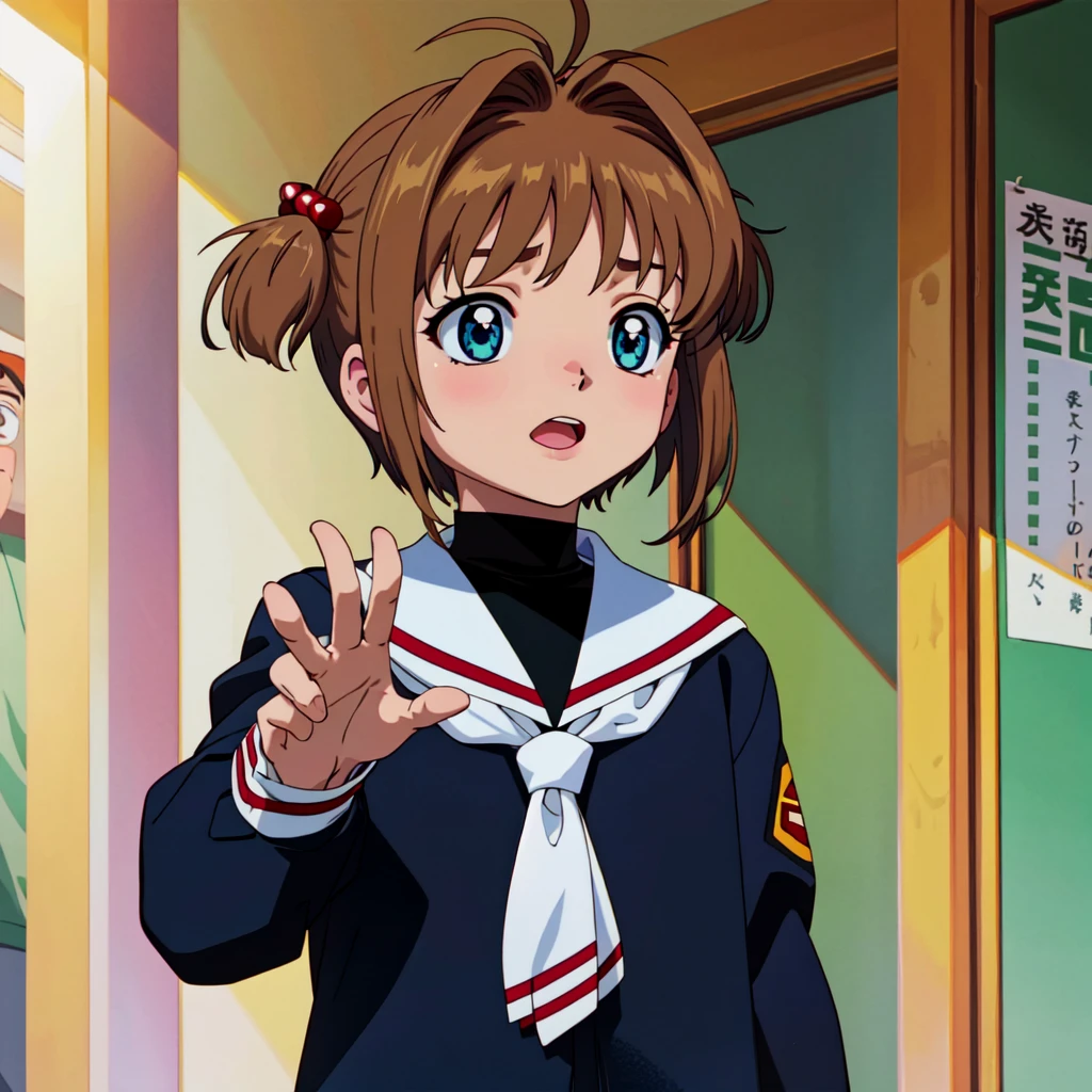 kinomoto sakura, school uniform, tomoeda school uniform, daidouji tomoyo,