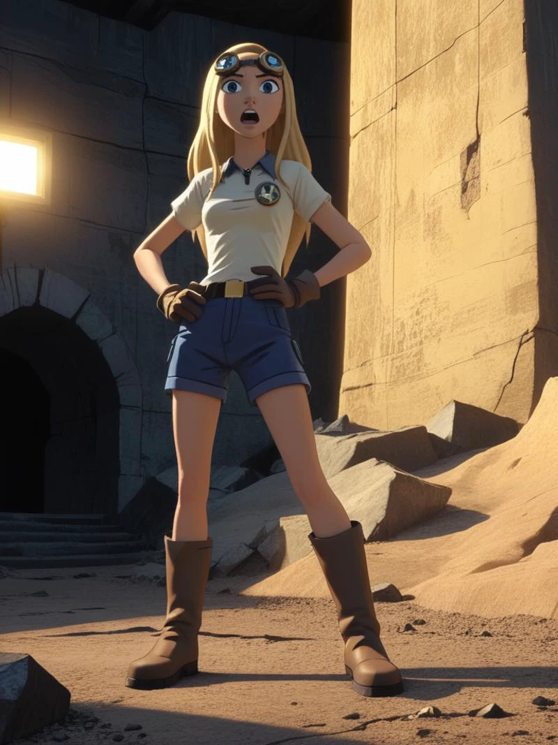 score_9, score_8_up, score_7_up, volumetric lighting,
terra, 1girl, solo, long hair, open mouth, blue eyes, blonde hair, shirt, gloves, standing, boots, shorts, hand on hip, goggles, brown gloves, blue shorts
<lora:titans_pony_v1:0.6>