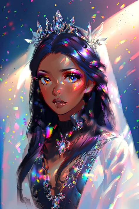 <lora:Dark_Fantasy:1>, Dark Fantasy, (masterpiece, best quality, ultra-detailed, highres, best illustration), perfect face, ((solo, solo focus)), sidelighting, lustrous skin, (bloom), (shine), ray tracing, volumetric rays, god rays, 1girl, solo, dark skin, jewelry, necklace, dark-skinned female, multicolored hair, lips, purple hair, upper body, brown eyes, breasts, bare shoulders, hair ornament, makeup, long hair, black hair, very dark skin, dreadlocks, depth_of_field, city background, very detailed background, extreme light and shadow, (detailed eyes), (beautiful) beautiful detailed eyes, perfect lighting, perfect anatomy, (extremely detailed illustrated 8k wallpaper), (masterpiece), (best quality), (ultra-detailed), (best illustration), (best shadow), vivid colors