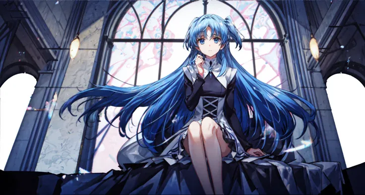 masterpiece,best quality, 1girl, solo,two side up,blue eyes, blue hair,<lora:ChthollyV3-pruned:0.6>,<lora:ChthollyV2:0.2>,sitting,dramatic angle,Greek architechture, <lora:GoodHands-beta2:1>,<lora:add_detail:1>