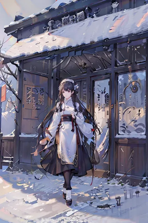 masterpiece,highres, 8k,realistic,highest quality,intricate detail,best texture,realistic,8k,soft light,perfect shadow,
winter,falling snow,cold,no wind,crowding pedestrian street, erjie,1girl,hanfu, street shot,from everywhere, <lora:Threesister-erjiev2:0.7>