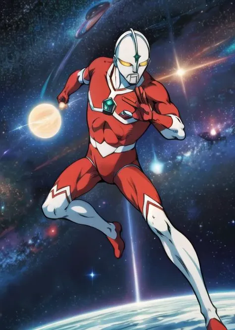 masterpiece, best quality,(realistic touch,space,planet background,beam effect),<lora:UltramanJoneusV2:0.7>,ultraman,120m tall,metallic skin,fighting pose,<lora:GoodHands-vanilla:0.8> <lora:anmnr01:0.3> <lora:add_detail:0.5>