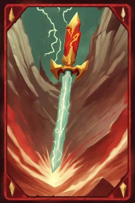 <lora:Dixit Card Generator:1>Dixit Card Generator - a card art depicting the thunderbolt of zues set in the style of the game Slay the Spire