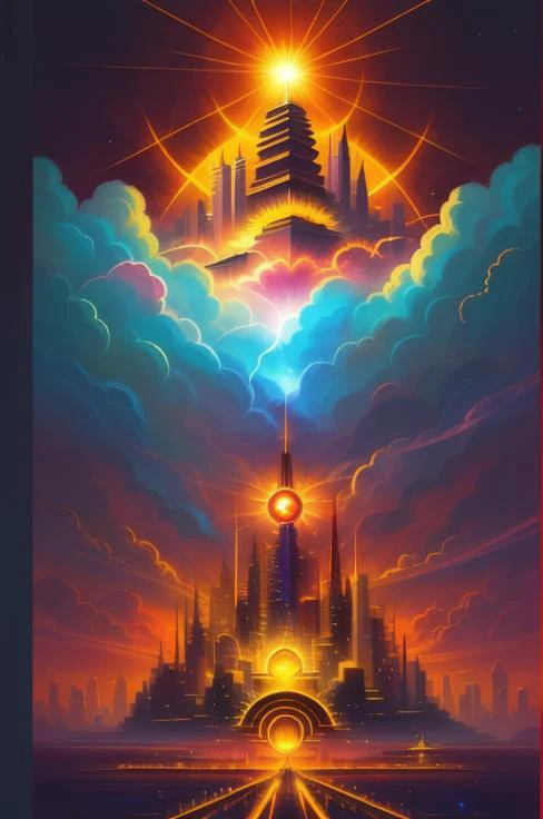 (<lora:Dixit:1>, painting of a ) distant Sunburst, enlightened, painting, ((day )), Building with a illegal, cute thunder , (Crimson), ( surreal), incredible, cute, impressive skill, <lora:epiNoiseoffset_v2:0.7>, high detail, simple scene