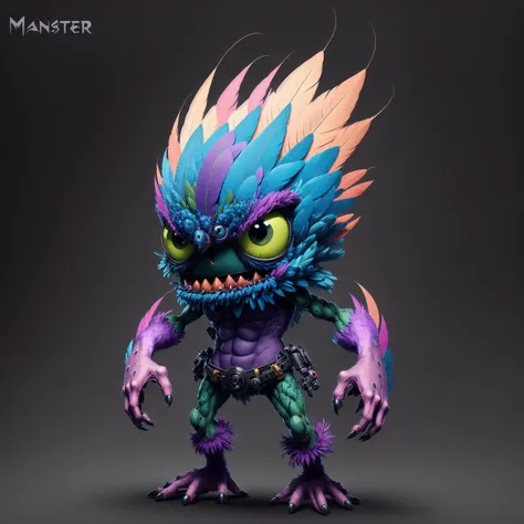 A fantz monster design, feathers, ultra detailed, <lora:CartoonCreatures:0.7> <lora:Creatz1:0.2>  <lora:mschstyle:0.3>
