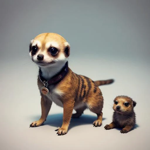 Fantz cartoon, meerkat:0.5, Chihuahua:0.5, design, ultra detailed, random colors, steampunk, and punk costume, <lora:Small_Mostersv2:0.4> <lora:Creature_Design2_V1:0.5> <lora:funnyCreatures_v20:1>