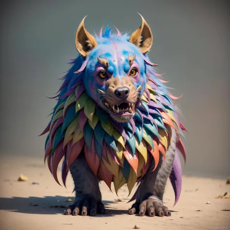 Fantz cartoon monster Giant Hyena wearing changpao,Romance , <lora:funnyCreatures_v20:1>, Maya,Fauvism