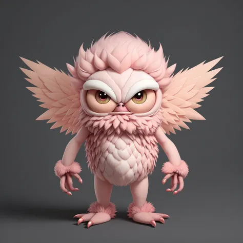 A fantz monster design, funny, ultra detailed, detailed fur, pink, wings, puff ball <lora:funnyCreatures_v1:0.7>