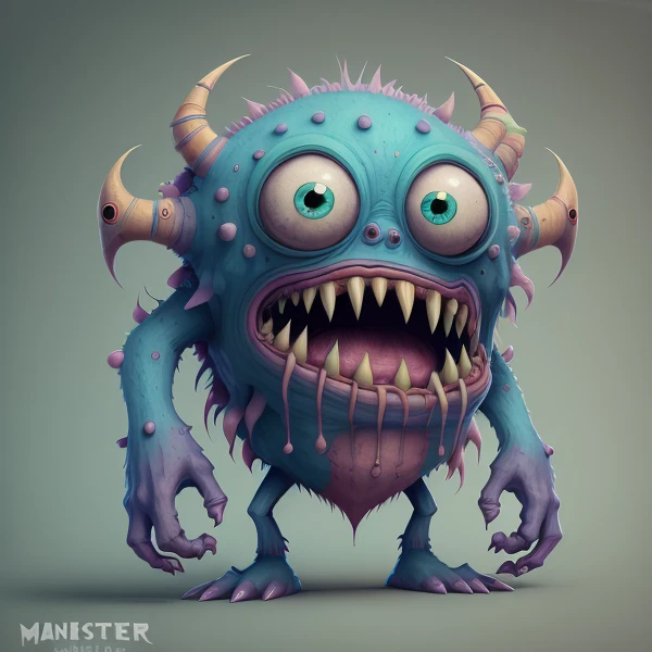 Fantz cartoon monster design, ultra detailed, random colors, <lora:Small_monster:1>
