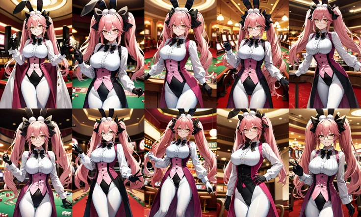 bunnygirl、Beautuful Women、huge tit、fishnet tights、Usami Band、a bow tie、high-heels、gloves、cleavage of the breast、casino