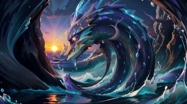 (masterpiece, best quality, fullscreen), [(full body:0.9)::0.3] portrait (photo of a giant out of water Rhythmic water [magical being:creature:0.2]:1.5), <lora:EYES EyesGen:0.4> intricate iris, (scaled holo skin:1.5), (Playful:1.2), (Feathered body shape:0.9), (Vampire head:1), (many Tentacles:1.2), (casting Ice Manipulation magic spell:0.7), <lora:EFFECT water_concept-10:0.4> fullwater, <lora:MONSTER monster:0.2> (monster:1.3), (Convection water flow:1.3), (floating Ocean Currents background:1.2), (Tanzanite Blue-Purple Sunset lighting:1.5), <lora:EFFECT WorldofWater:0.2> worldofwater, , , , (look at the viewer:1), , <lora:LIGHT epi_noiseoffset2:0.3>, <lora:QUALITY kkw-better-v1.0a:0.7>, <lora:QUALITY PotatEnhancer_V1_6:0.5>, <lora:BACKGROUND booscapes_v2:0.4>, (Full body Shot, Shallow Focus Shot, Low Angle Shot:[1.2:0.5:0.1]), heavily detailed, , (asymmetric composition:1.6), (sharp focus), , (no humans), (), emely detailed circuitry!, circuitry!, beauty, masterpiece, intricate, stunning, highly detailed, digital painting, artstation, centered, concept art, smooth, sharp focus, illustration, subsurface scattering, ergodic waves, ergodic clouds
