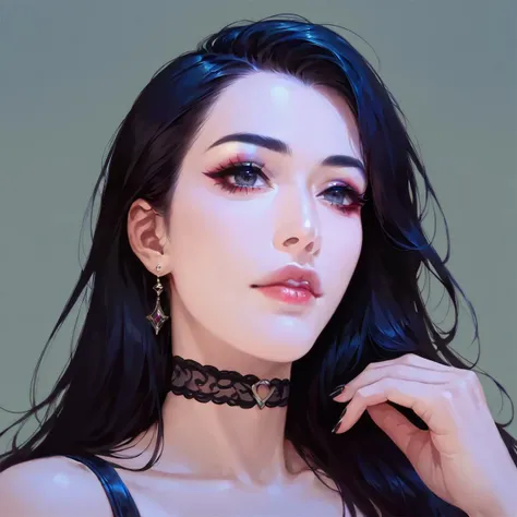 <lora:face001_pony:0.8>,
score_9,score_8_up,score_7,face001,1girl,solo,choker,black hair,parted lips,bangs,simple background,makeup,lips,closed mouth,