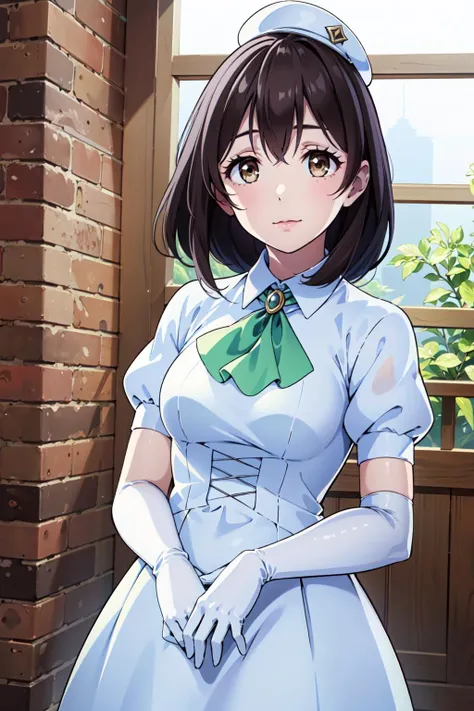 masterpiece, best quality, 1girl, looking_at_viewer,
<lora:graceV3:0.7>grace, white gloves, cap, dress, brown eyes,
