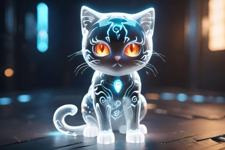 1 cute cat, cybernetic hacker style electric ghost, attack pose, full body, BREAK, (intricate details), hdr, (intricate details, hyperdetailed:1.2, hyperrealistic:1.4),cinematic shot (focus depth:1),Masterpiece, high quality, best quality, official art, beauty and aesthetics,detailed face, BREAK, detailed eyes, rainbow universe, round pupil <lora:Loraeyes_V1:0.1> . Full Body . loraeyes, <lora:add_detail:1> <lora:detail_slider_v4:1.4> <lora:xl_shanbailing_0927lightning:0.7> <lora:SDXLGhostStyle:0.3> GhostlyStyle