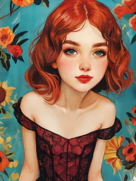 masterpiece,best quality, upper body, a skinny girl aged 20yo, (cute_freckles:0.4), perfect eyes, planet, lewd, Skating Dress, ojou-sama pose,
, <lora:tbh143-:0.8> illustration,style of Alice Provensen