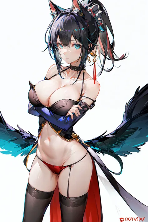 ,(Masterpiece:1.2, high quality), (pixiv:1.4),AGM,
1girl, solo, handcuffs, fishnets, thighhighs, hat, breasts, braid, cuffs, garter straps, black hair, necktie, long hair, twin braids, shirt, white shirt, horns, looking at viewer, fishnet thighhighs, skirt, long sleeves, heart, red eyes, dragon horns, black headwear, tail, hair ornament, large breasts, leaning forward, black necktie, two-tone background, hand on own thigh, red background, cowboy shot, collared shirt, bangs, closed mouth, police hat, black skirt, suspenders, holding, police uniform, police, dragon girl, dragon tail, shorts, ch'en (arknights), twintails, thighs, uniform, policewoman, hair between eyes, smile, white background, miniskirt, armband, flower, see-through <lora:AGM:0.8>