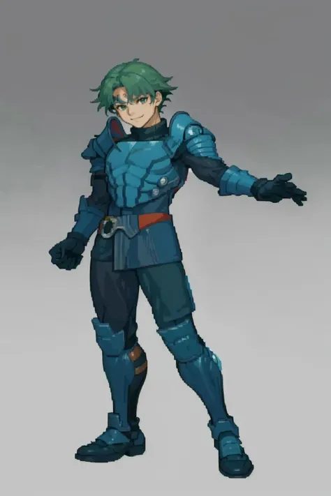 masterpiece, best quality, solo, 1boy, smile,<lora:Alm_Fp:1>, almfe, armor, circlet, pants, gloves, boots,    <lora:Cps2V3test_Fp:0.8>, simple background, full body,