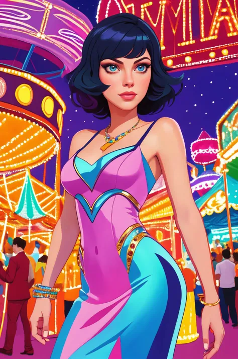 beautiful young lady standing, ([midjourney style|verism style]:0.9),
([Charlize( :0)Theron|brandi bae|Evangeline( :0)Lilly]:0.85), (audra( :0)miller:1.0),  detailed background,
soft face, , skinny, interesting,
 Tempera Painting,
Carnival at night and colorful lights,
[cartoon, vector art, anime :realistic, real life, hyper realistic:0.6], well dressed,
best quality, masterpiece, detailed,