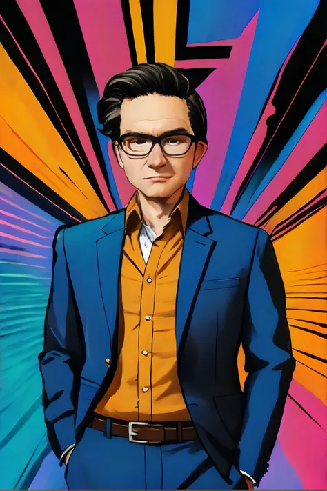 Pierre Poilievre standing, glasses,male focus, black hair, shirt, formal, suit, collared shirt, white shirt, jacket
Old western saloon and cowboys, cartoon, animation,
[(colorful explosion psychedelic paint colors:1.21)::0.2],
[cartoon, vector art, anime :realistic, real life, hyper realistic:0.4],
best quality, masterpiece, HDR, professional, studio quality, highres,
<lora:Pierre_Poilievre:1.0>