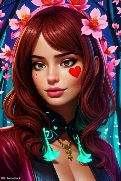 cheek heart right full red, sexy face, train conductor, face, detailed background,
([Emily( :0)Ratajkowski|brandi bae|Jaclyn( :0)Smith]:0.9), love theme, valentine's day,
Enchanted forest and bioluminescent flora, midjourney style,komrant style,
[cartoon, anime :realistic, real life, hyper realistic:0.20],
beautiful young woman, symmetrical face,  fit, illuminated,
wild nature
<lora:electra_heart:0.90>