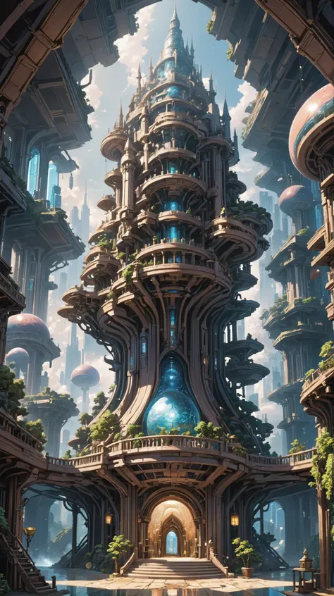 fine digital painting, Art Studio \(room\) in a wonderous fantasy arcology beyond the end of reality<lora:EnvyBetterHiresFixXL01:0:hr=1><lora:EnvyDramaticPortraitXL01:0.3><lora:EnvyGoddessXL03:1>